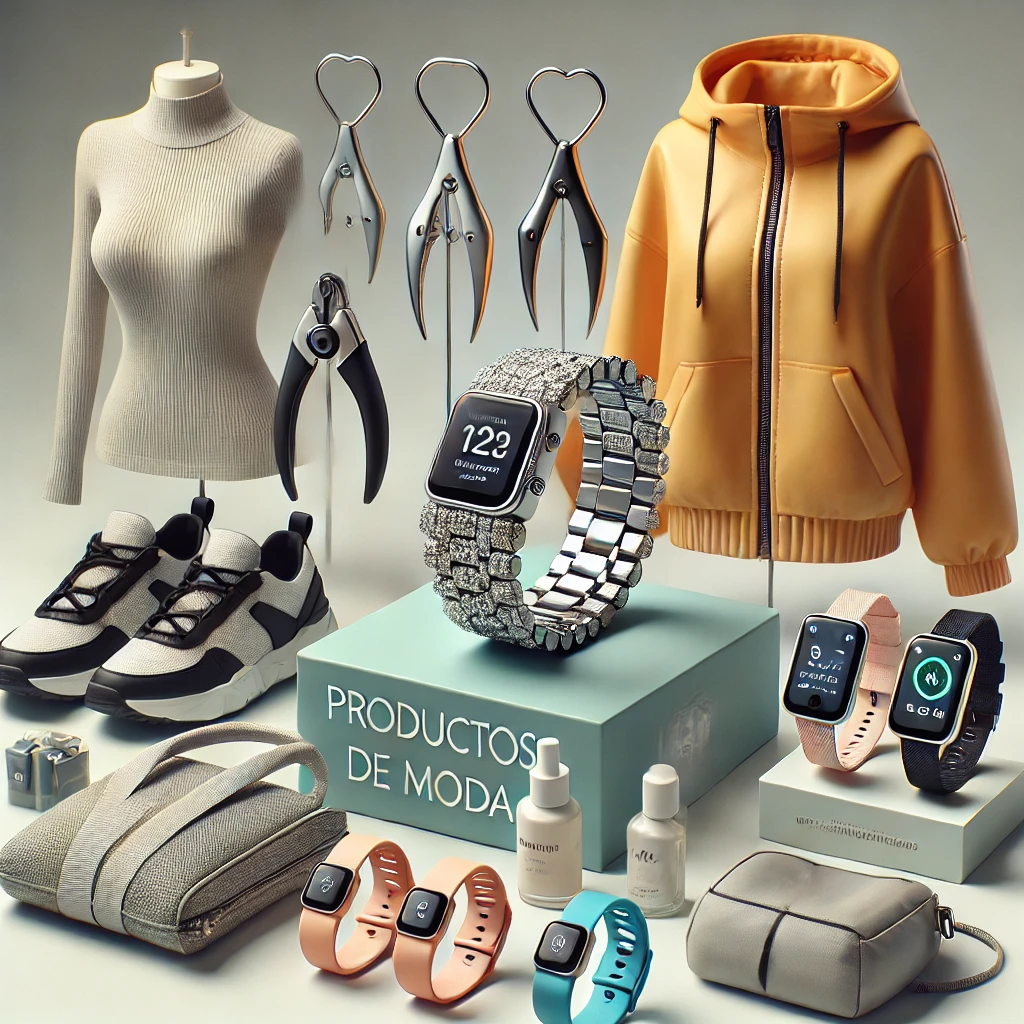 Productos de Moda: Estilo, Funcionalidad e Innovación 2 Pinzas, collares de diamantes sintéticos, anoraks y bolsas de viaje destacando estilo, funcionalidad e innovación.